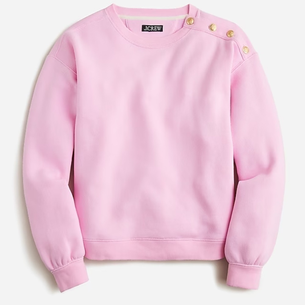 J crew Heritage fleece cropped sweatshirt with buttons